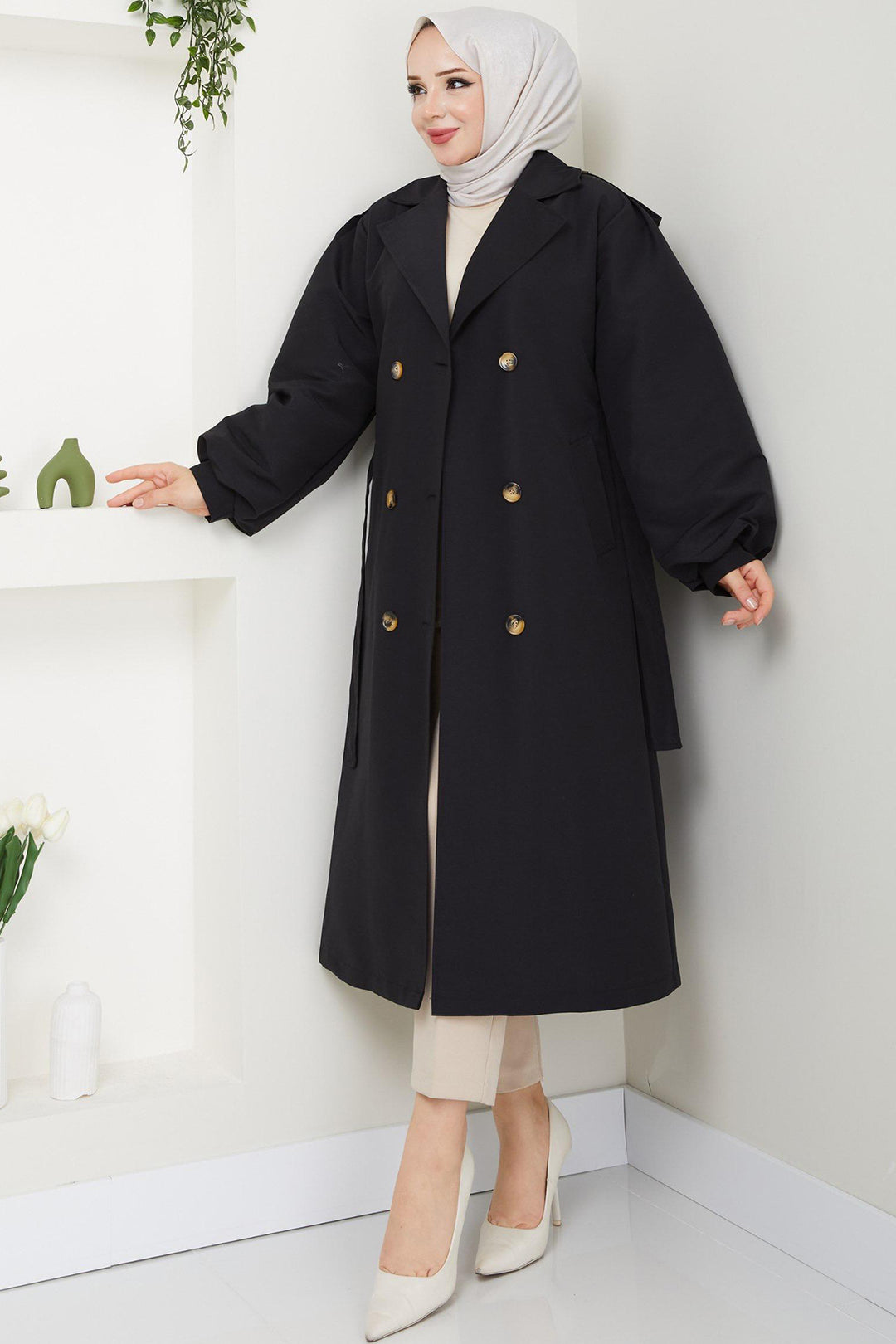 BNG Women Belted Trench Coat Black - El Ejido
