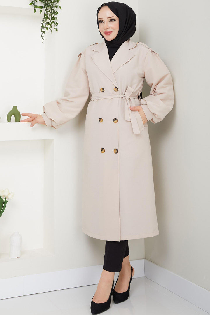 BNG Women Belted Trench Coat Stone Color - Butte