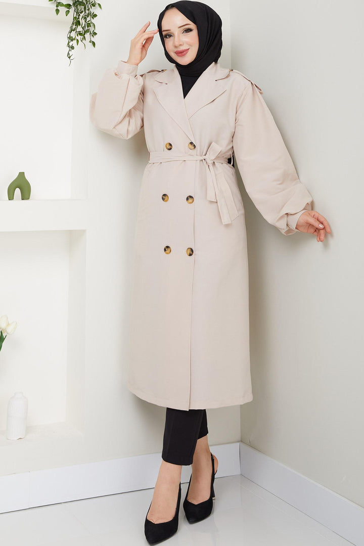 BNG Women Belted Trench Coat Stone Color - Butte