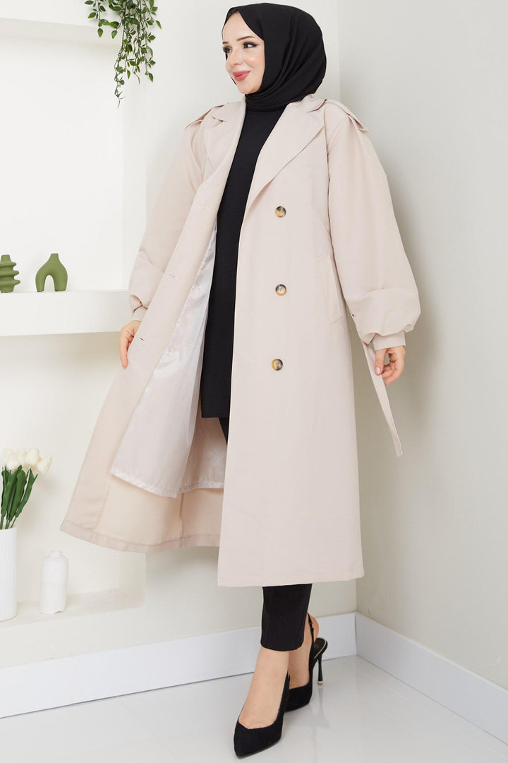 BNG Women Belted Trench Coat Stone Color - Butte