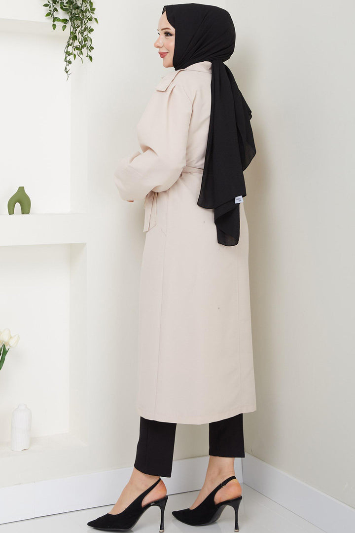 BNG Women Belted Trench Coat Stone Color - Butte