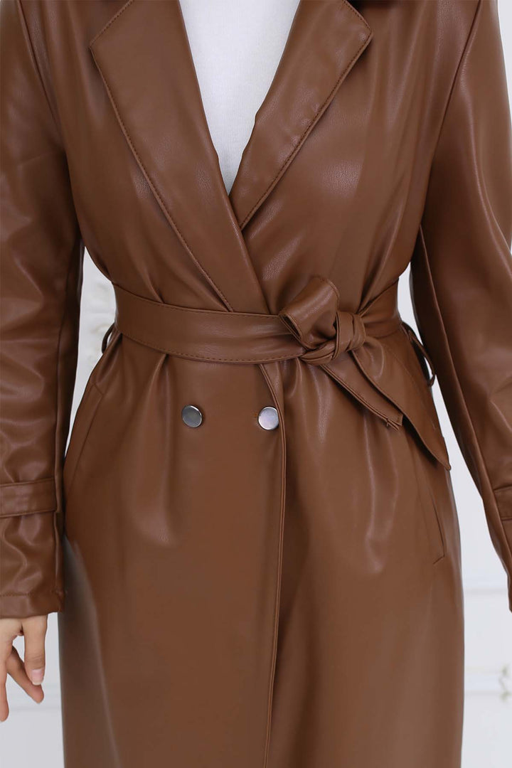 BNG Women Leather Trench Coat Tab 4953 - East Los Angeles