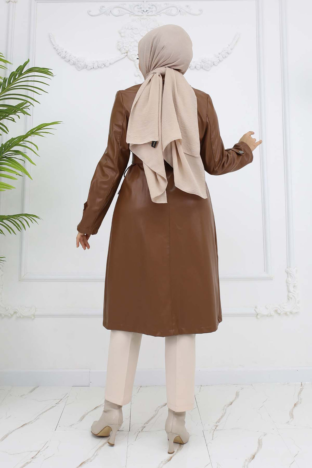 BNG Women Leather Trench Coat Tab 4953 - East Los Angeles