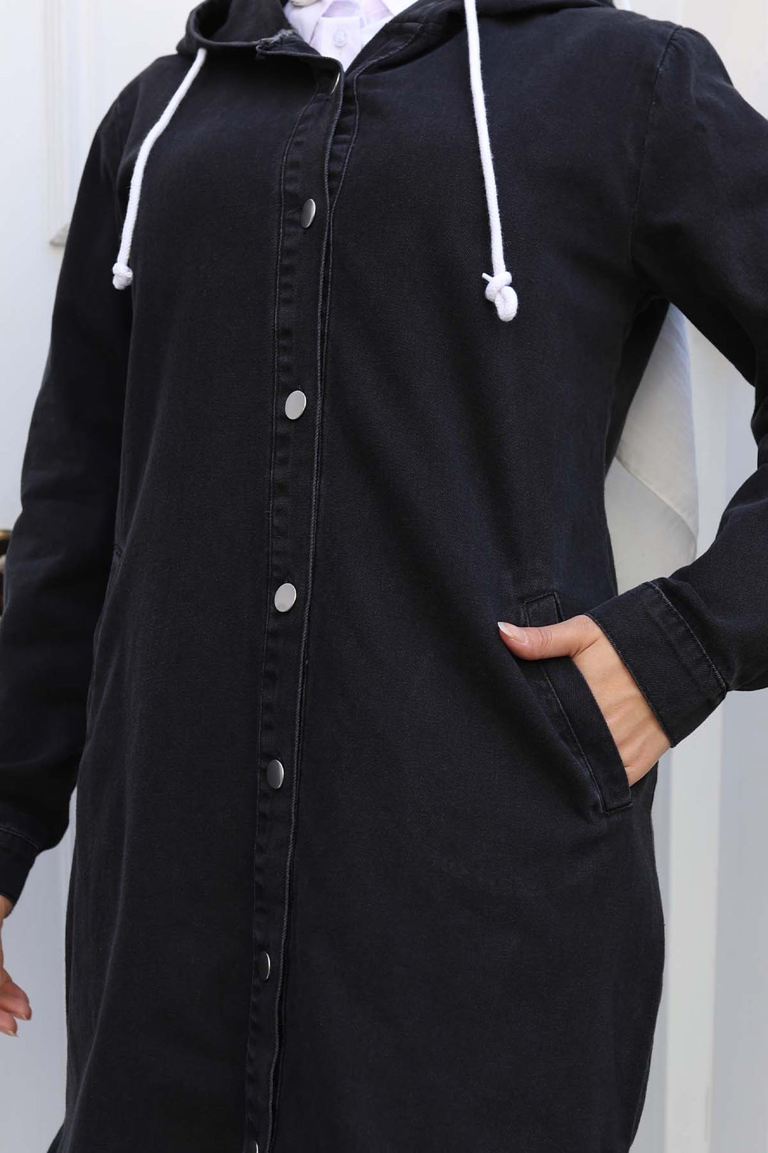 BNG Women Düğmeli  Kot Kap Siyah 1308 - Huntington