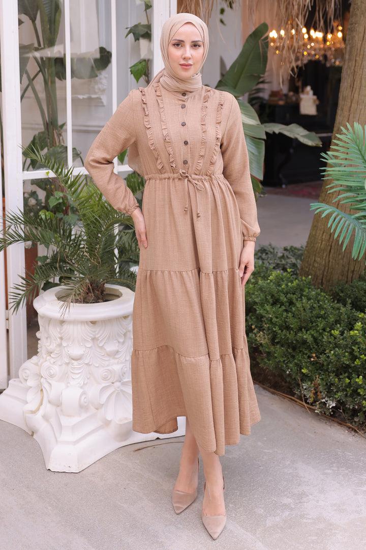 BNG Women Frilly Dress Beige - Clermont