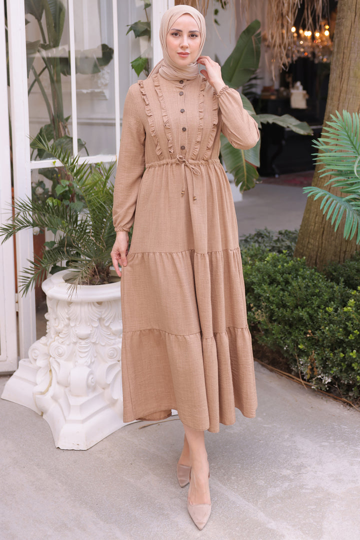 BNG Women Frilly Dress Beige - Clermont