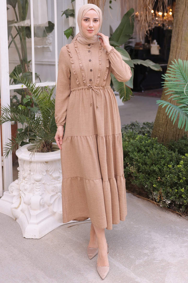 BNG Women Frilly Dress Beige - Clermont