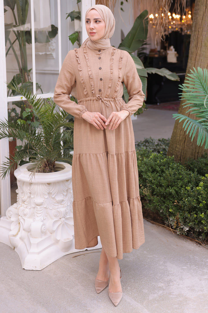 BNG Women Frilly Dress Beige - Clermont
