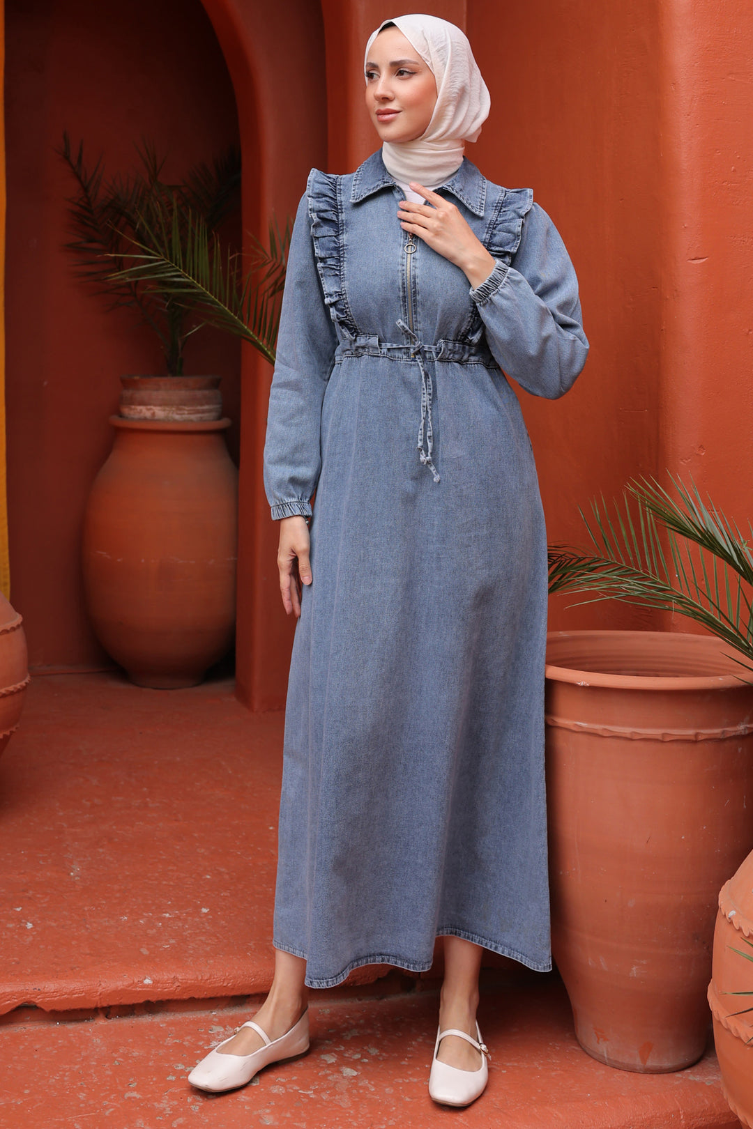 BNG Women Ruffle Detailed Denim Dress Blue - Clermont