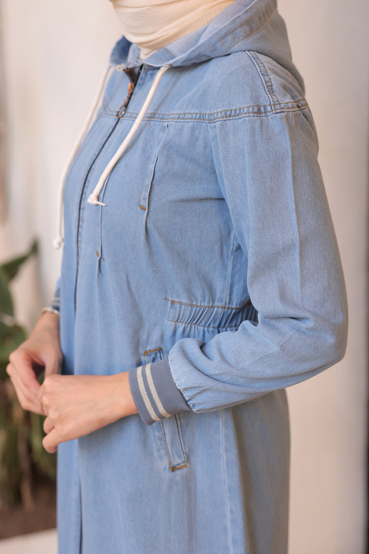 BNG Women Elastic Waist Sports Denim Cap Blue - Clermont