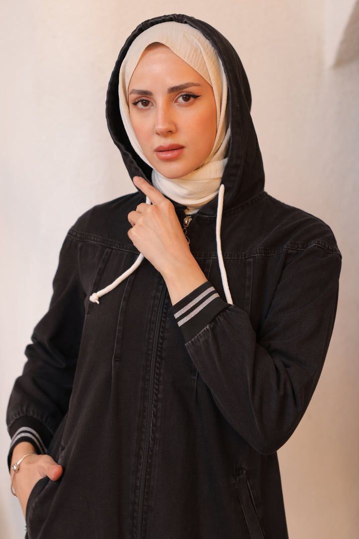 BNG Women Elastic Waist Sports Denim Cap Black - Clermont