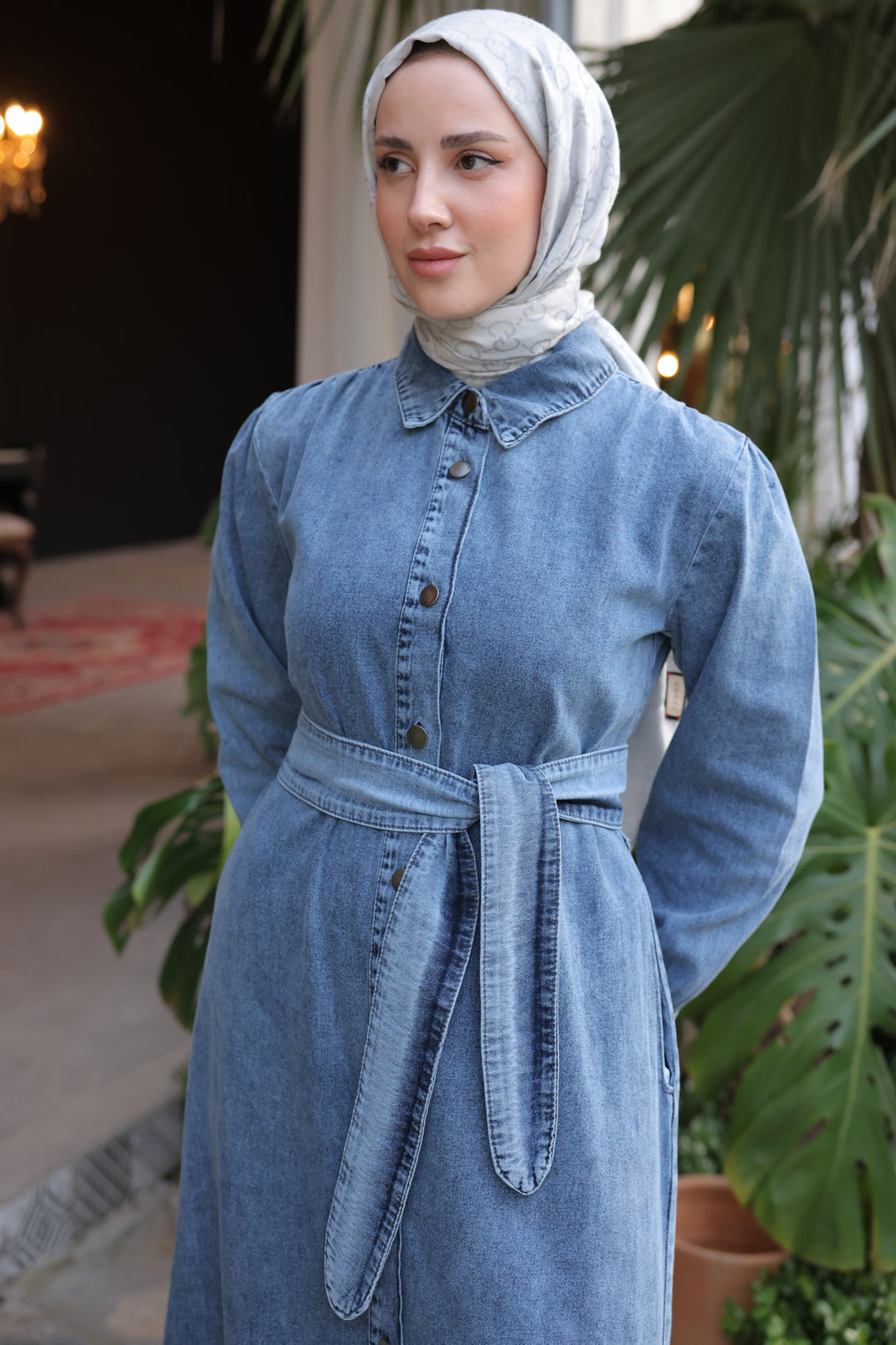 BNG Women Women's Buttoned Hijab Denim Dress 6807 Navy Blue - Clermont Clos - Wholesale Clothing Supplier BNG Women Women's Buttoned Hijab Denim Dress 6807 Navy Blue - Clermont Clos - Wholesale Clothing Supplier