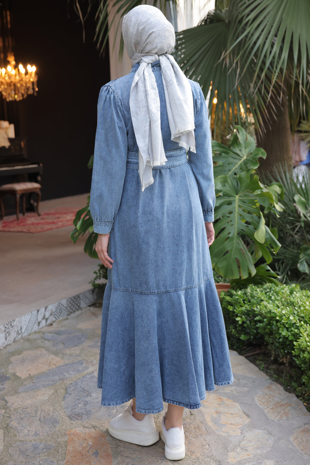 hijab denim dress Denim Seamed Dress-Blue Hijab Boutique