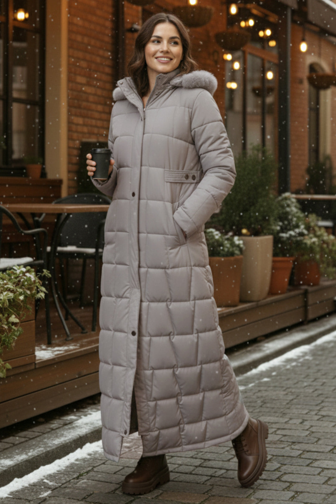 BNG Women Hooded Quilted Coat O2005 Beige - Coral Gables