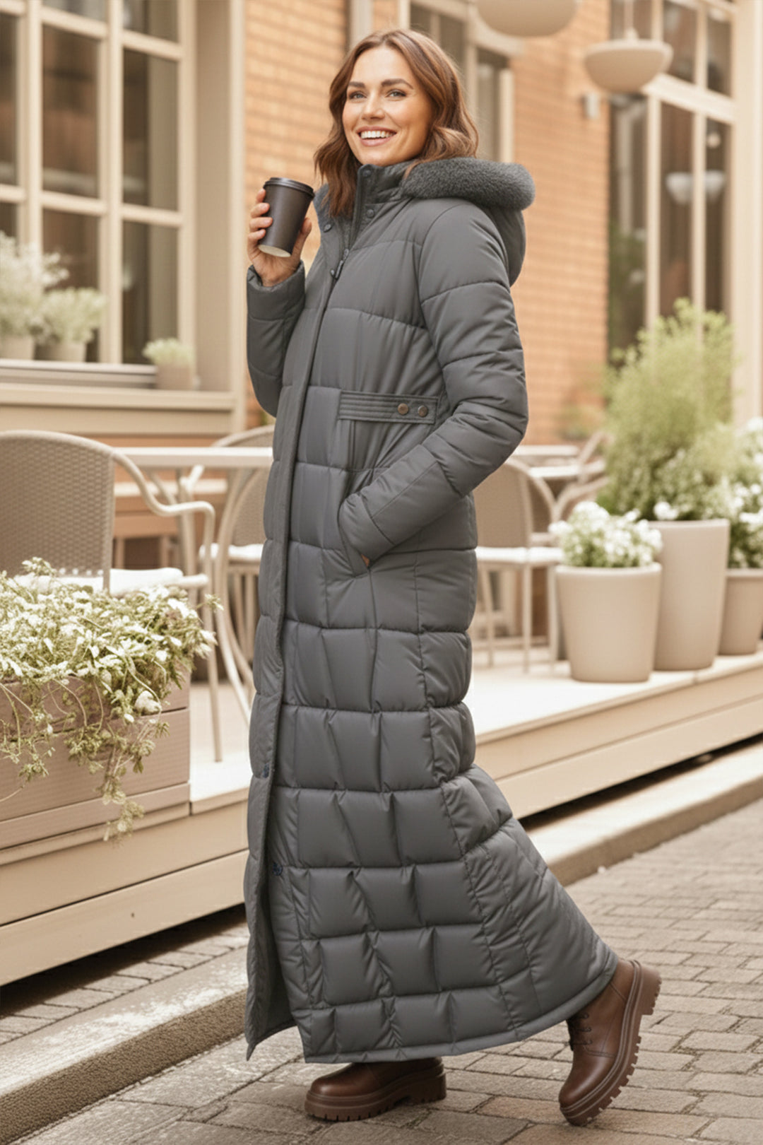 BNG Women Hooded Quilted Jacket O2005 Gray - Amersfoort
