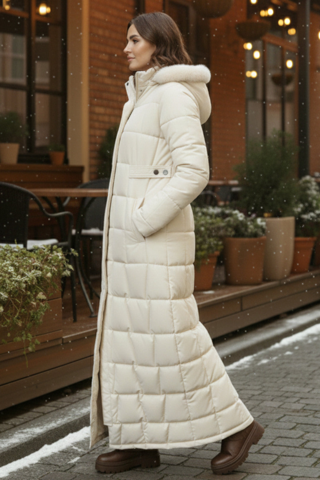 BNG Women Hooded Quilted Jacket O2005 Stone Color - Braine-l’Alleud