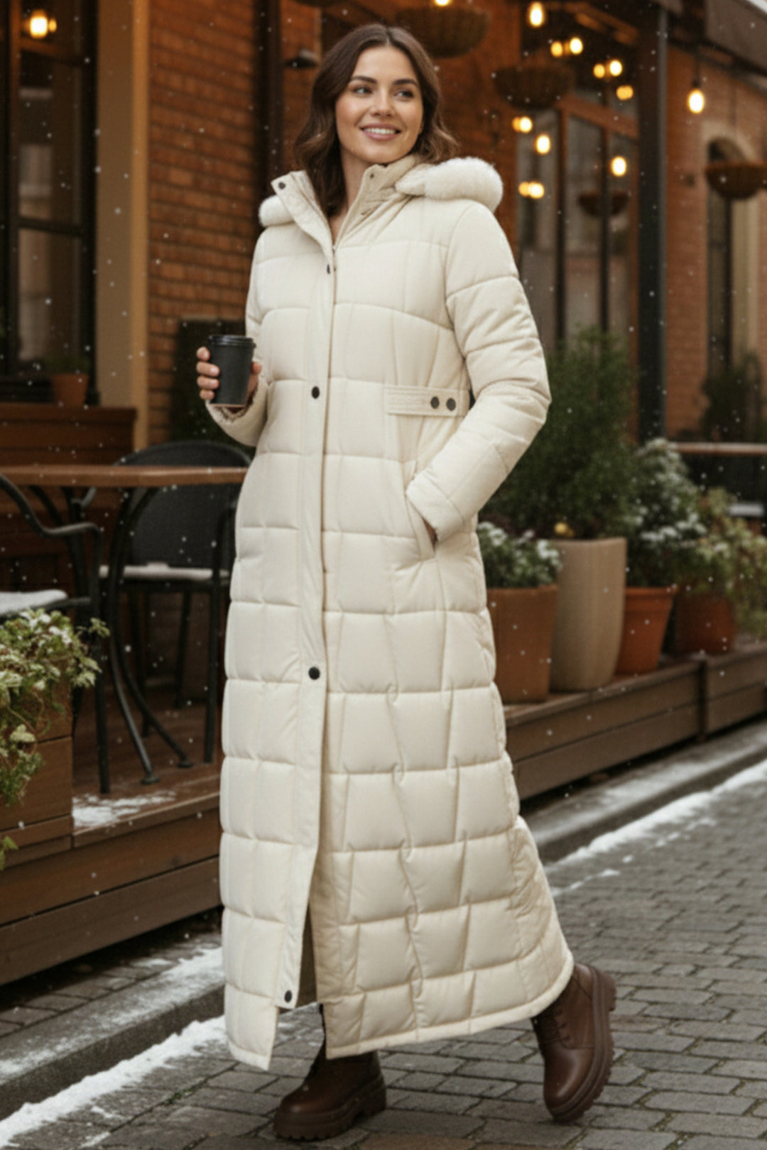 BNG Women Hooded Quilted Jacket O2005 Stone Color - Braine-l’Alleud