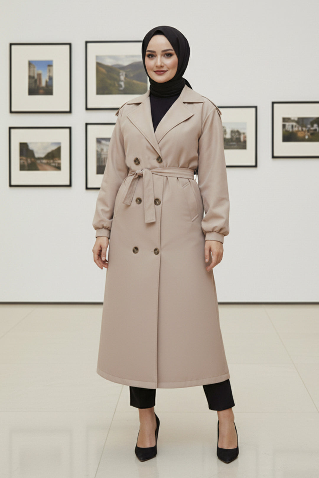 BNG Women Mevsimlik Kuşaklı Trençkot 5854 Bej - Venice