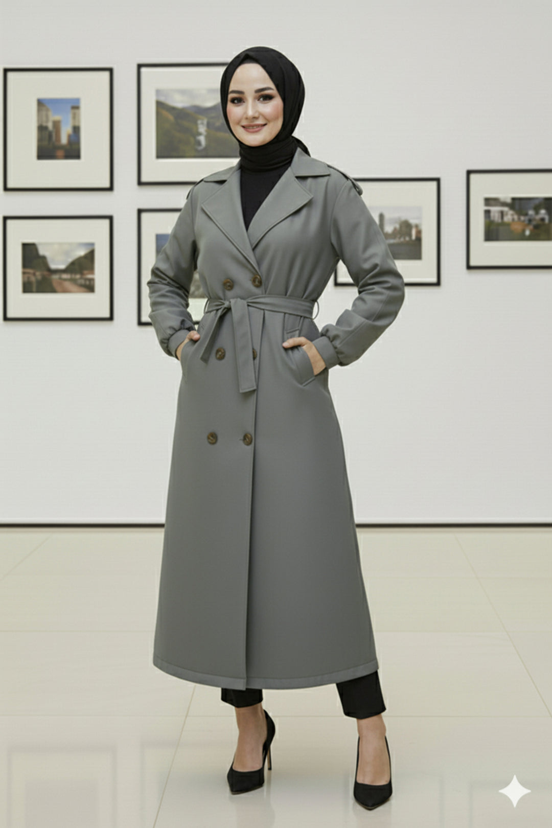 BNG Women Mevsimlik Kuşaklı Trençkot 5854 Haki - Minden