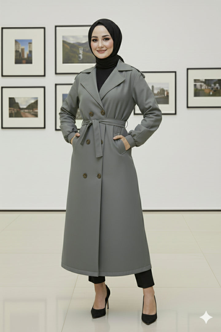 BNG Women Mevsimlik Kuşaklı Trençkot 5854 Haki - Minden