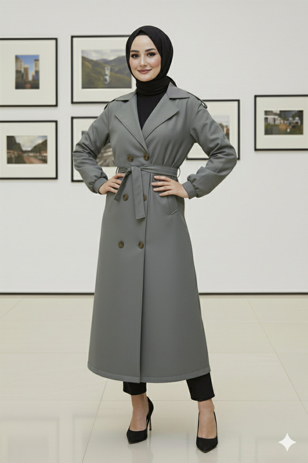 BNG Women Mevsimlik Kuşaklı Trençkot 5854 Haki - Minden