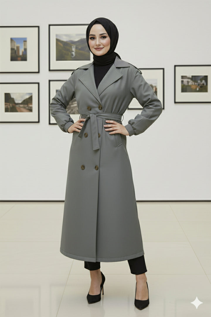 BNG Women Mevsimlik Kuşaklı Trençkot 5854 Haki - Minden