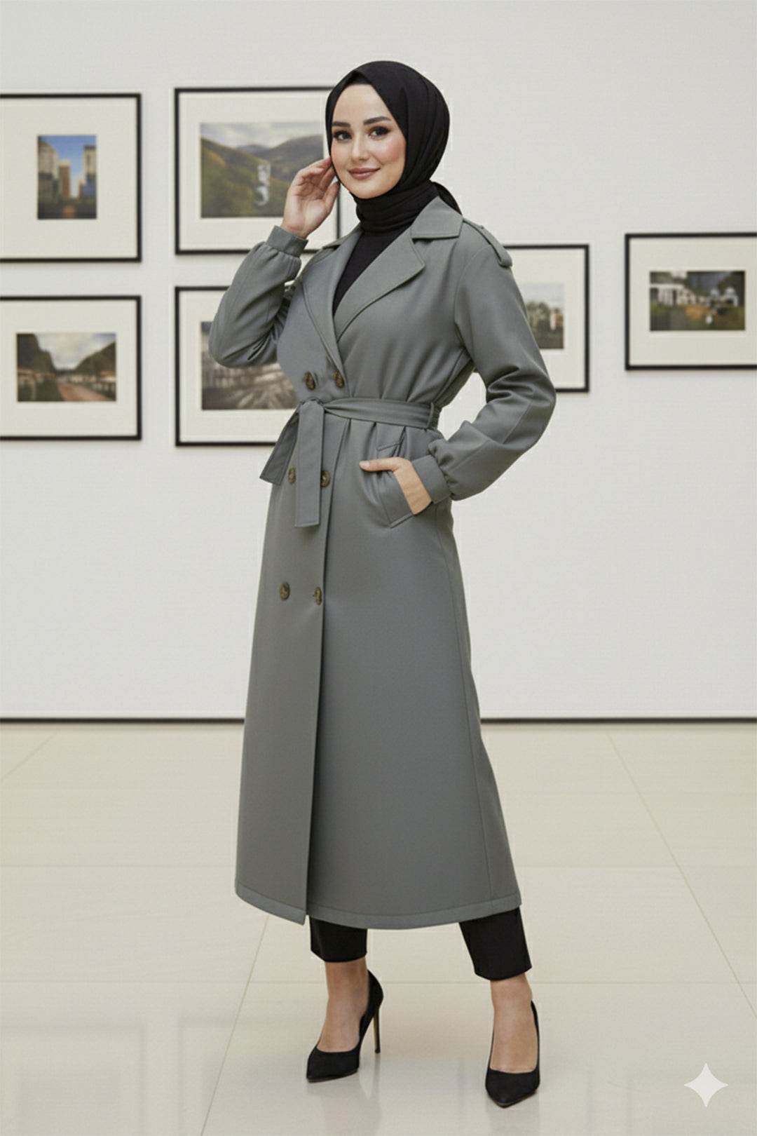 BNG Women Mevsimlik Kuşaklı Trençkot 5854 Haki - Minden