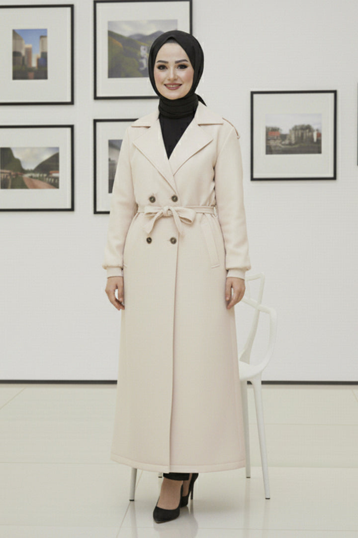 BNG Women Mevsimlik Kuşaklı Trençkot 5854 Taş Rengi - Troyes