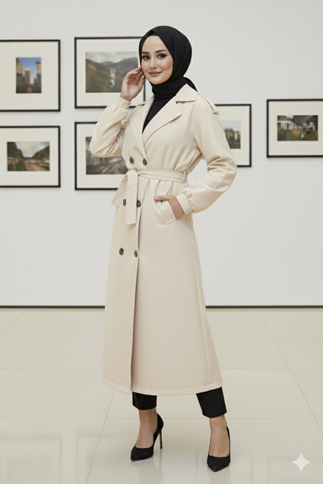 BNG Women Mevsimlik Kuşaklı Trençkot 5854 Taş Rengi - Troyes