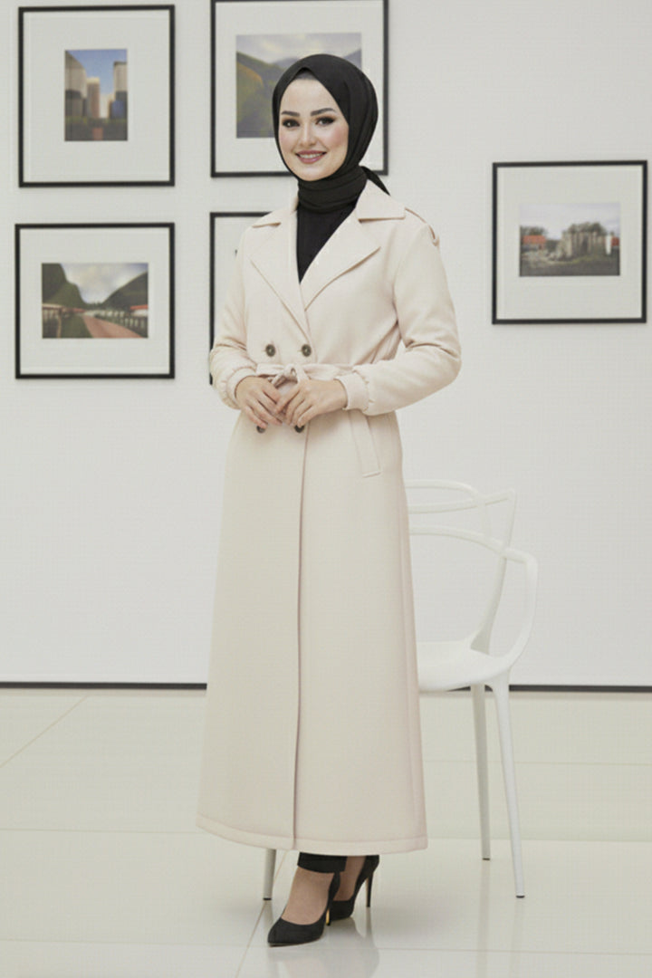 BNG Women Mevsimlik Kuşaklı Trençkot 5854 Taş Rengi - Troyes