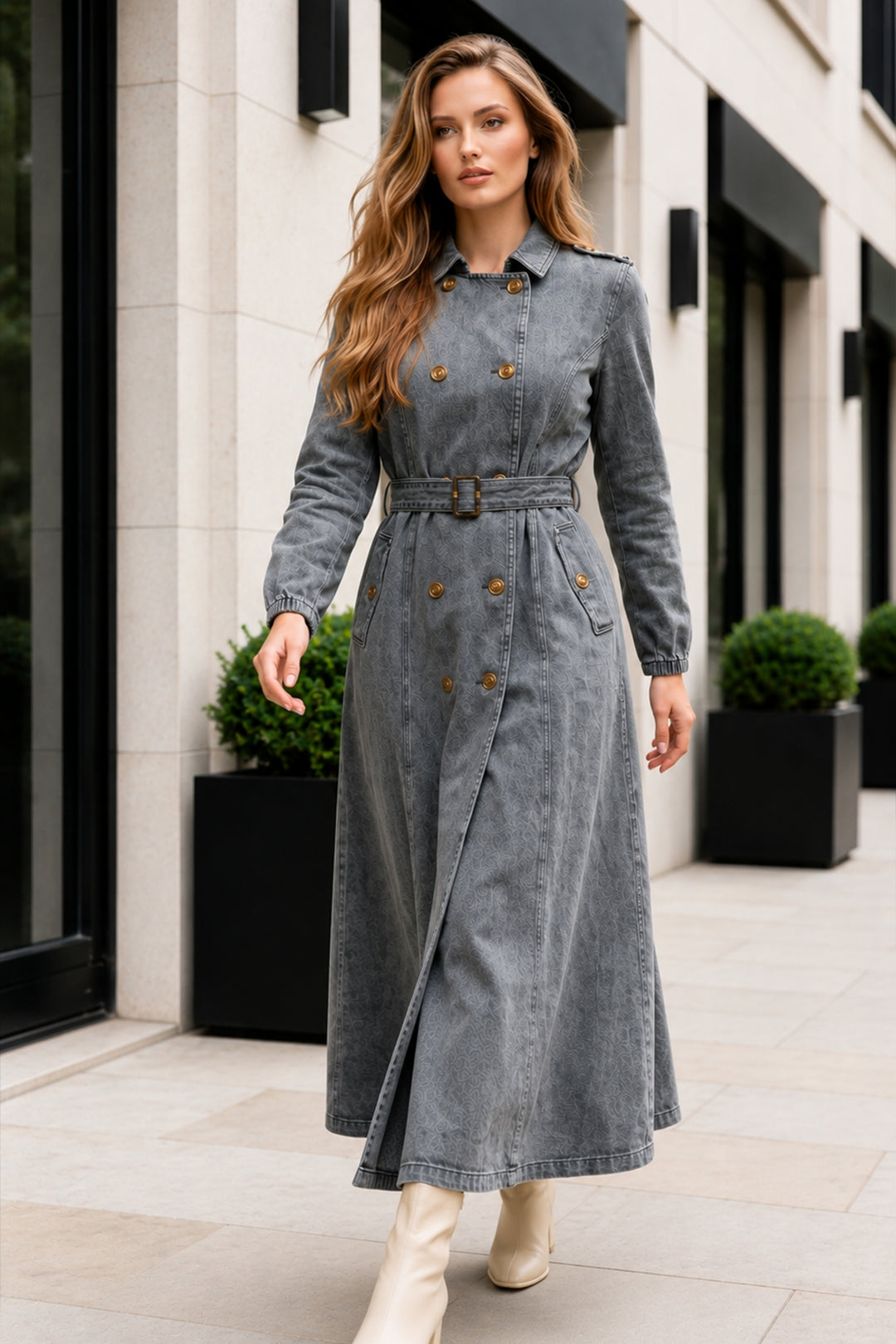 BNG Women Kemerli Kot Kap O7615 Siyah - Pavlohrad