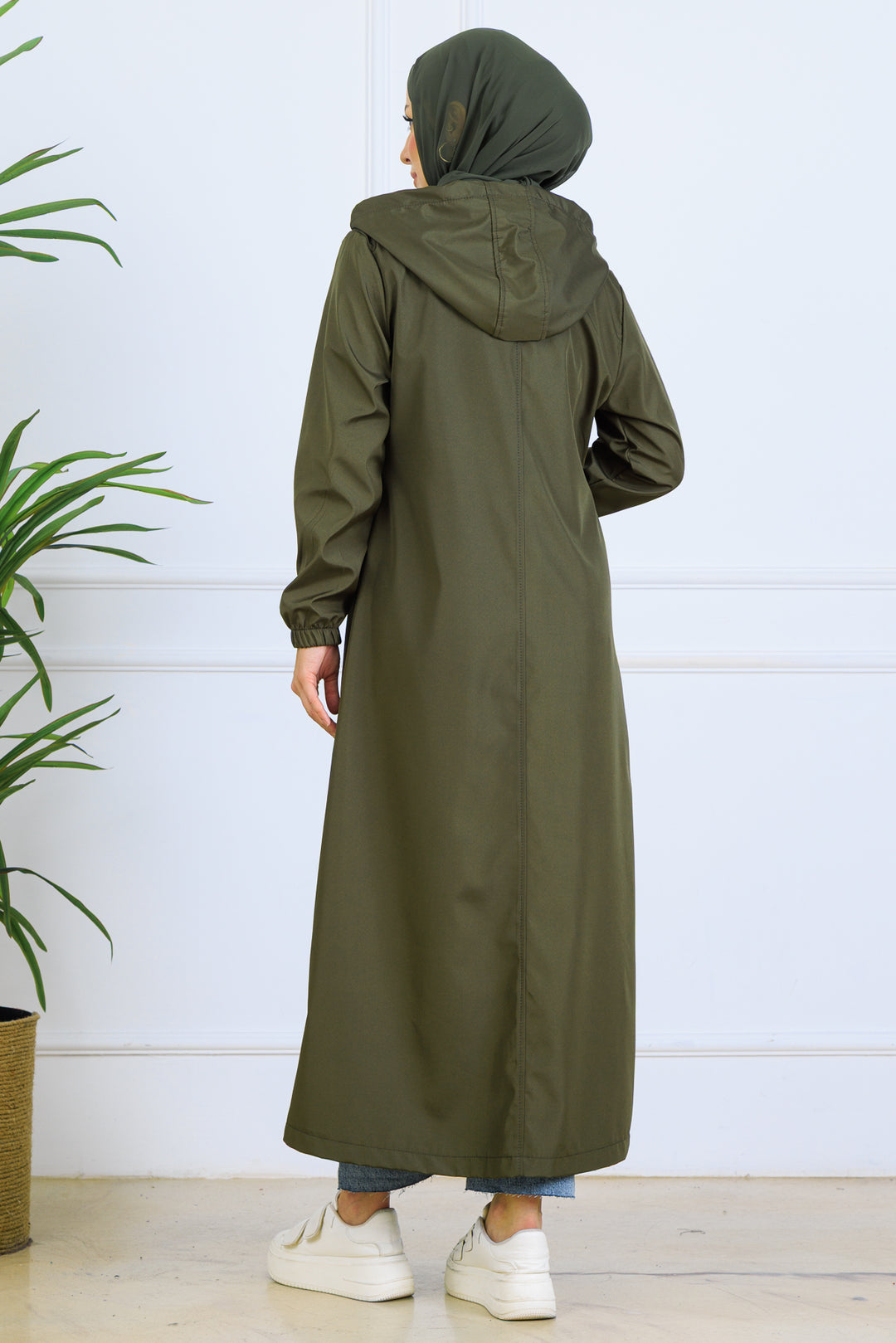 BNG Women Patterned Long Coat O1215 Khaki - Margate