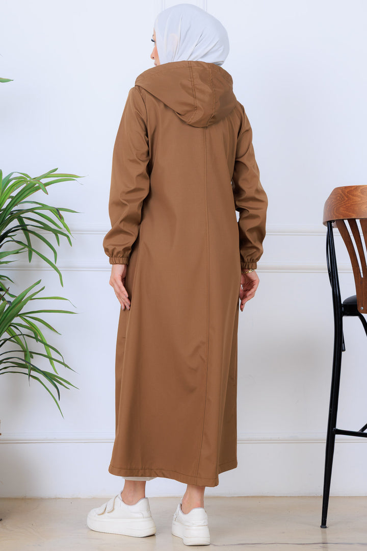 BNG Women Patterned Long Coat O1215 Brown - Brick