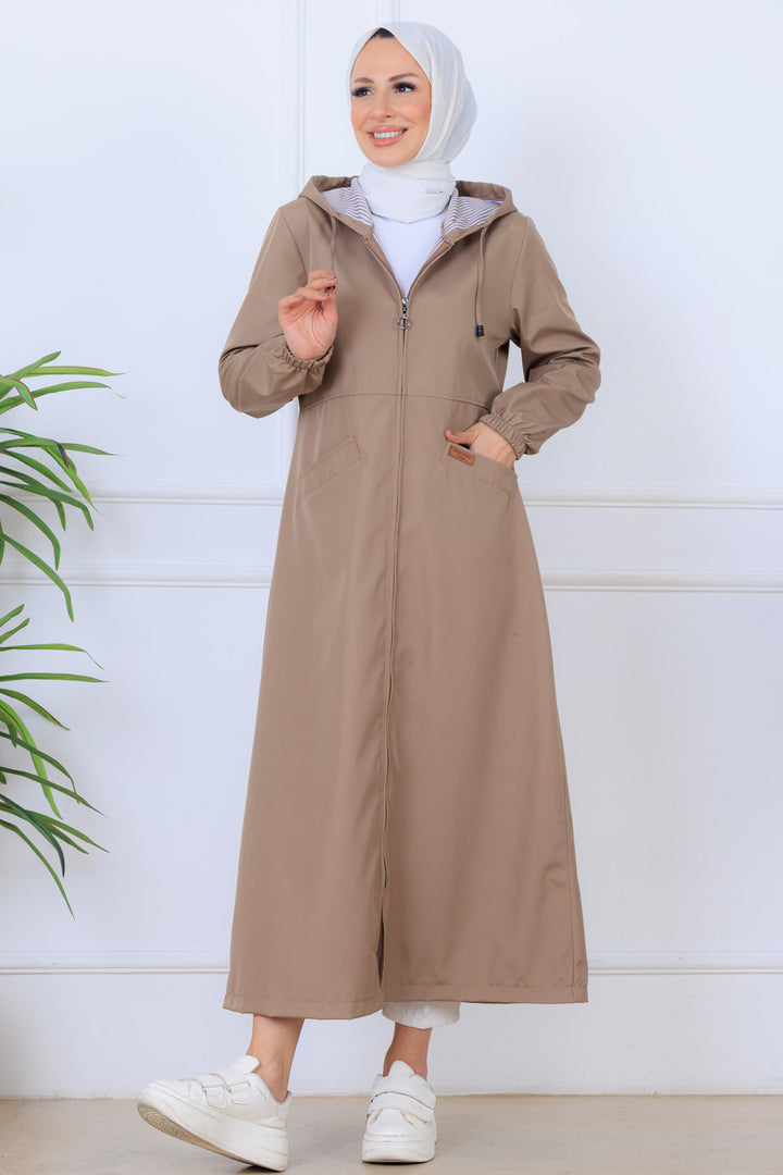 BNG Women Patterned Long Coat O1215 Mink - Lebanon