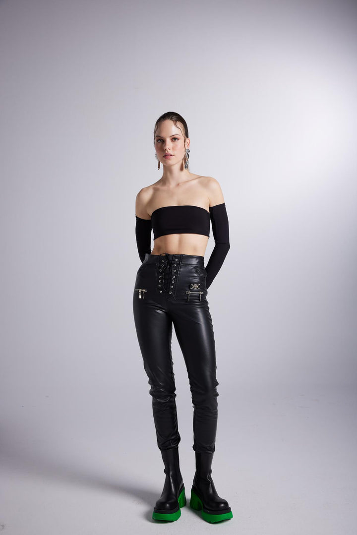 HLLY Women Rebel Leather Pants Black - Wagga Wagga
