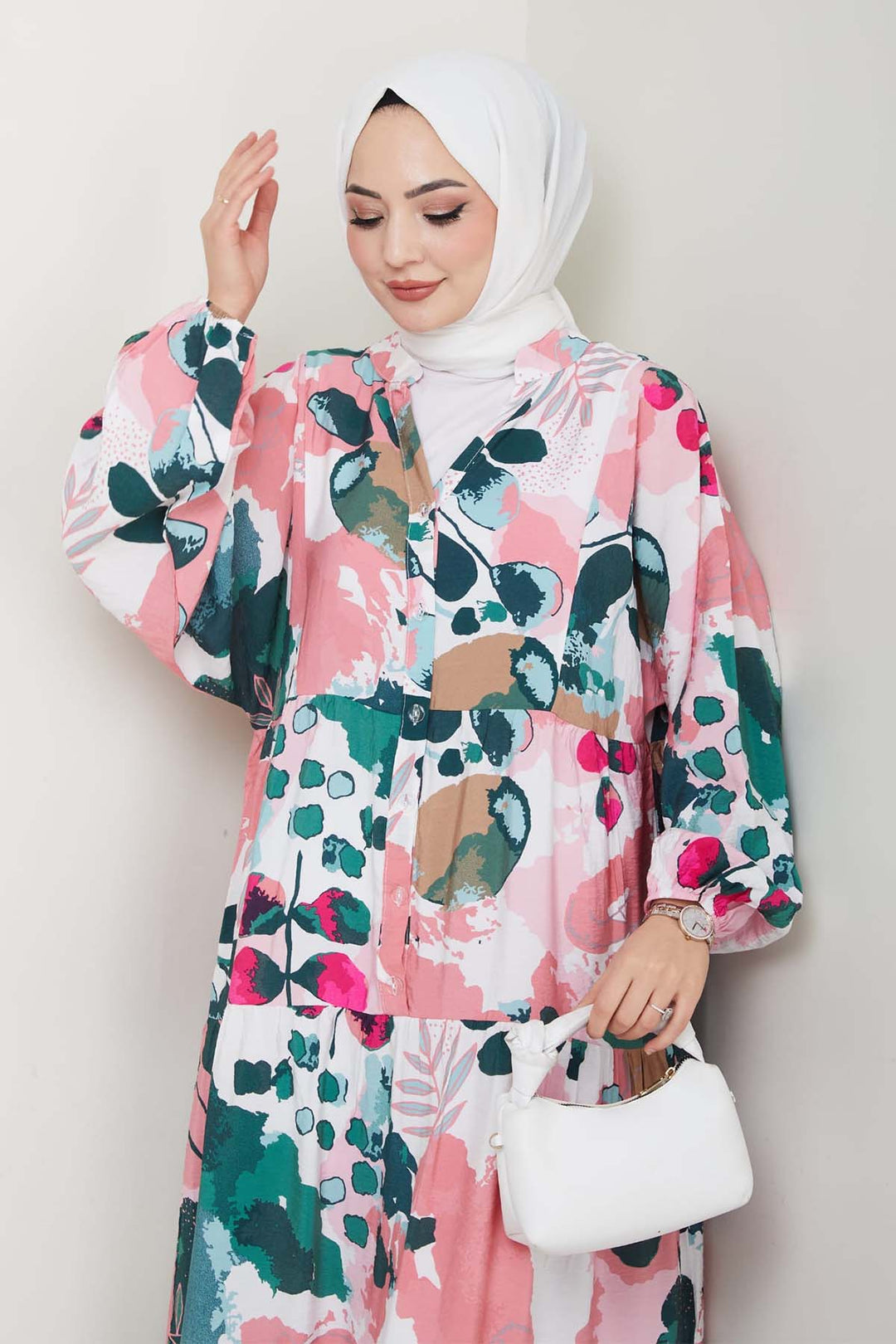 BNG Women Patterned Hijab Dress Pink 4731 - Córdoba