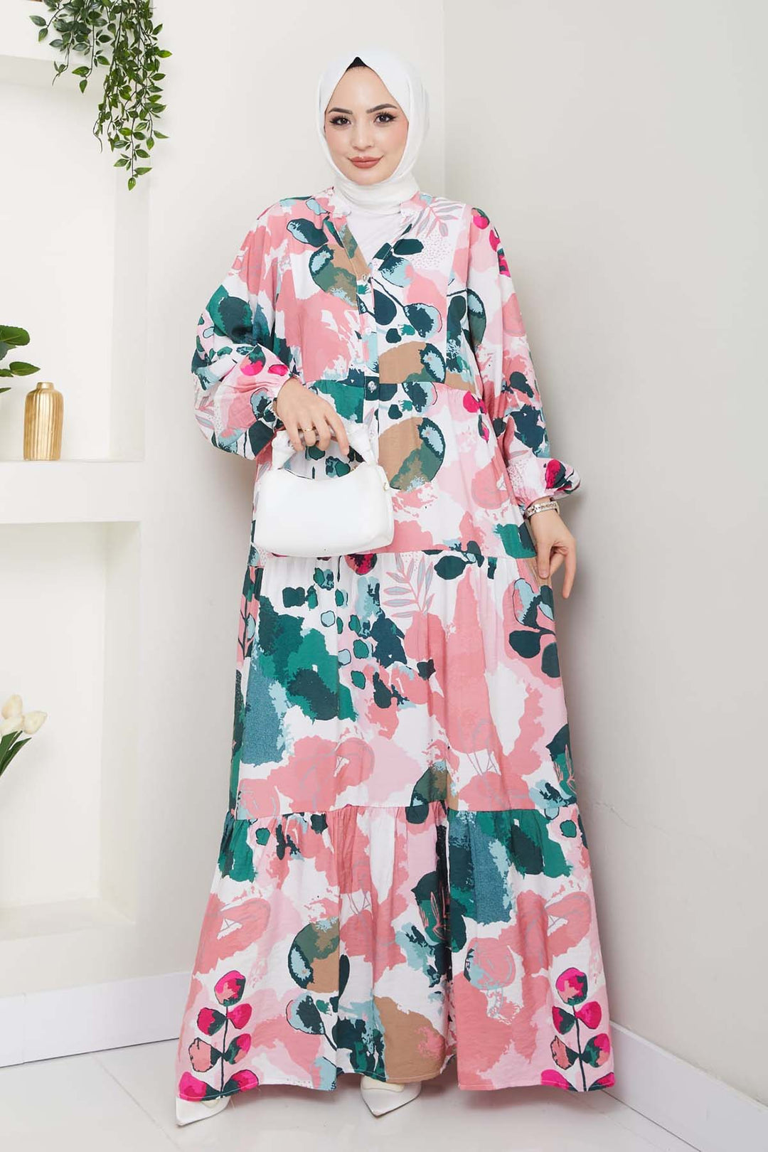 BNG Women Patterned Hijab Dress Pink 4731 - Córdoba