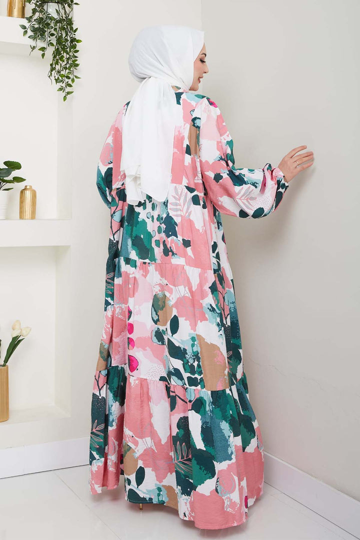 BNG Women Patterned Hijab Dress Pink 4731 - Córdoba