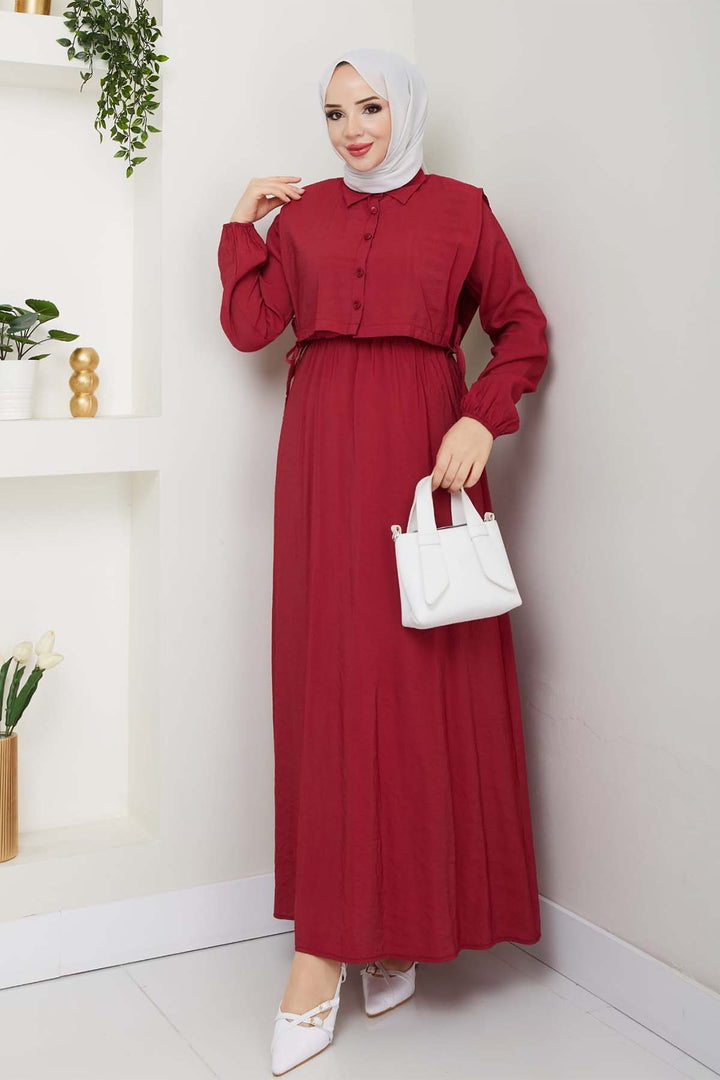 BNG Women Yelekli Elbise Bordo 4735 - St. Clair Shores