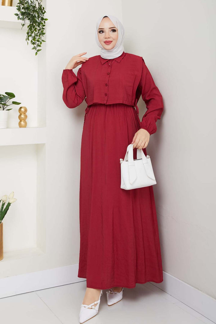 BNG Women Yelekli Elbise Bordo 4735 - St. Clair Shores