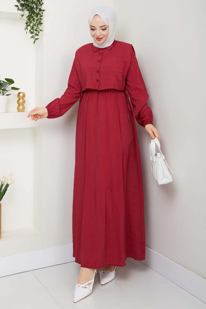 BNG Women Yelekli Elbise Bordo 4735 - St. Clair Shores