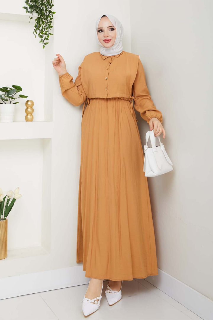 BNG Women Yelekli Elbise Camel 4735 - Meaux