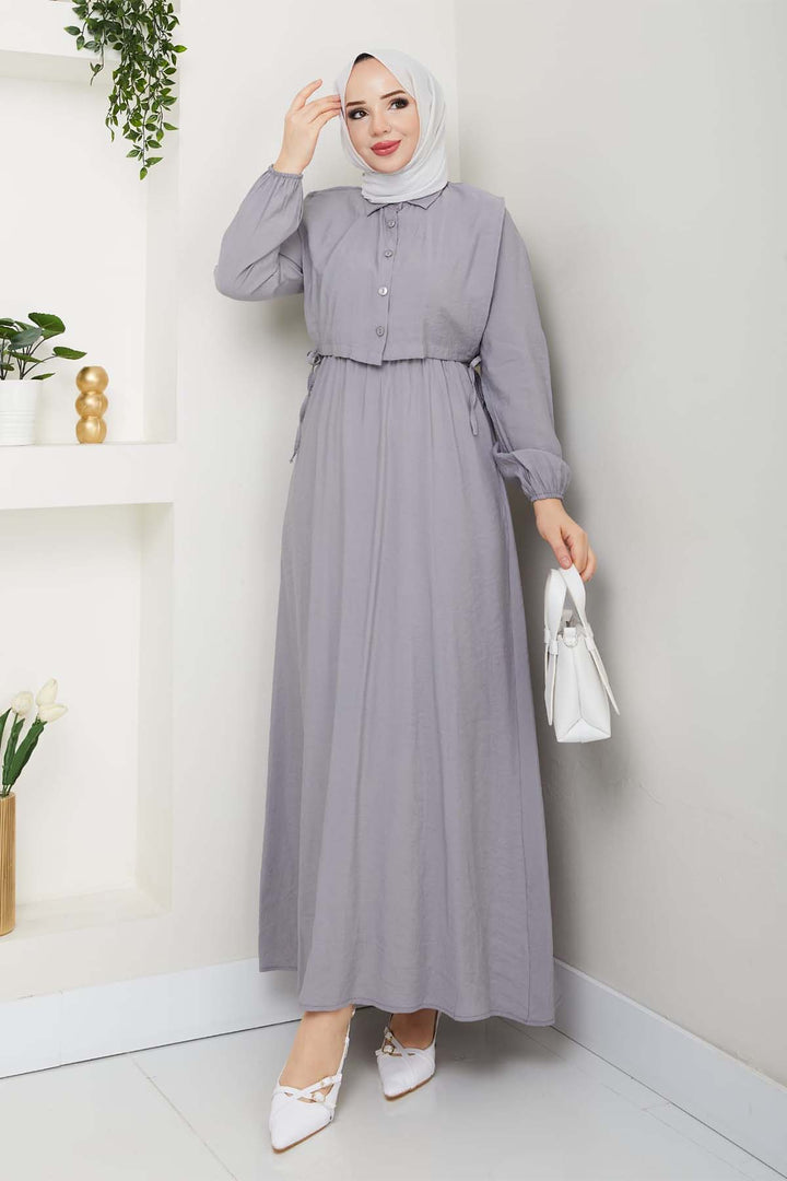 BNG Women Yelekli Elbise Gri 4735 - Huddersfield