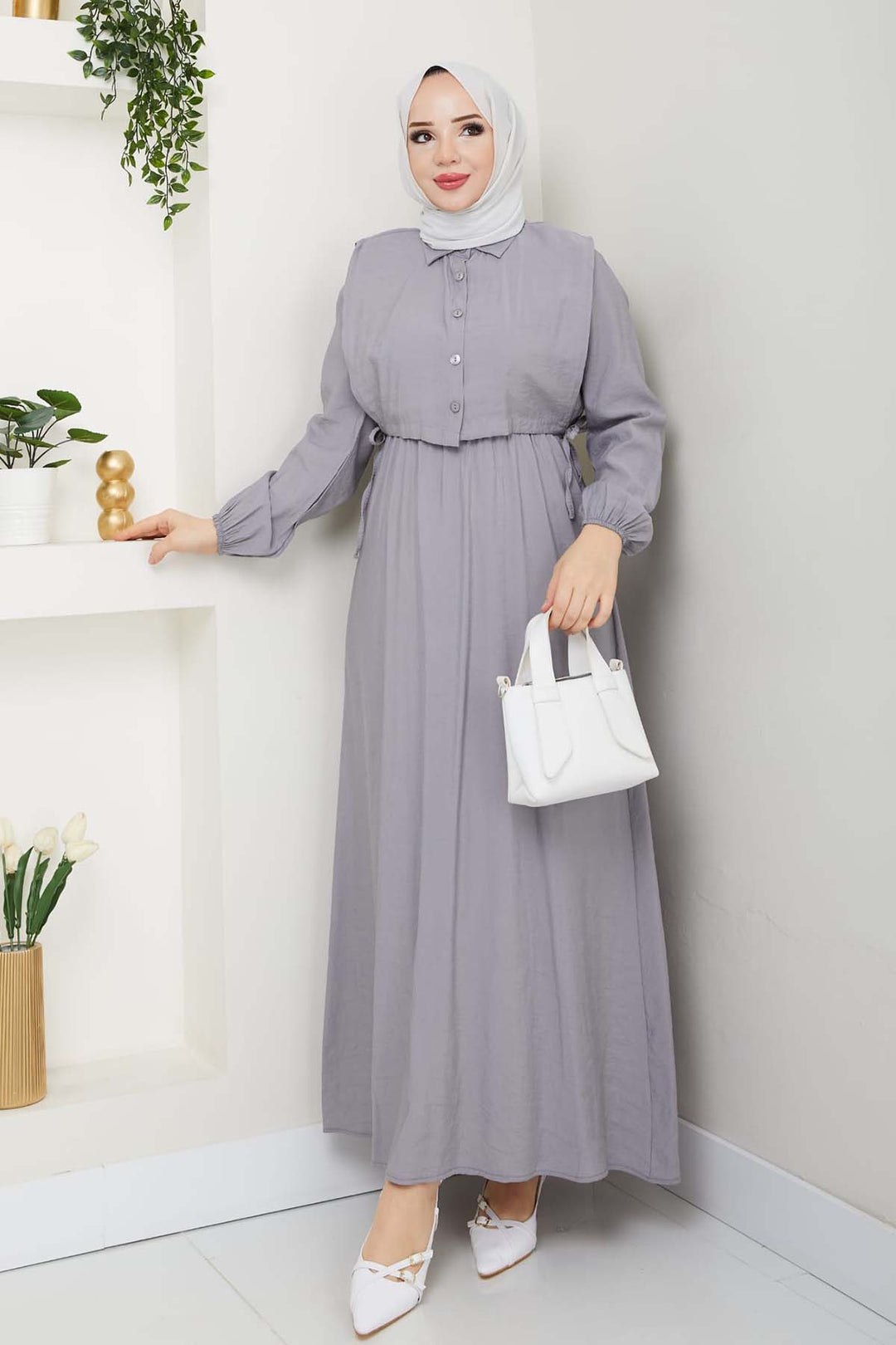 BNG Women Yelekli Elbise Gri 4735 - Huddersfield