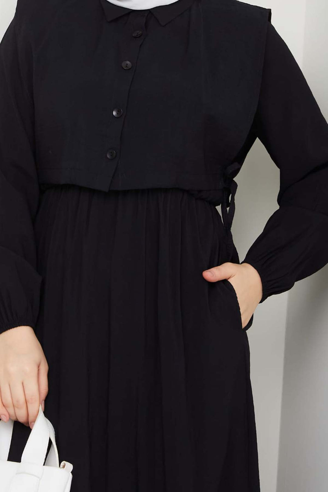 BNG Women Yelekli Elbise Siyah 4735 - Acton