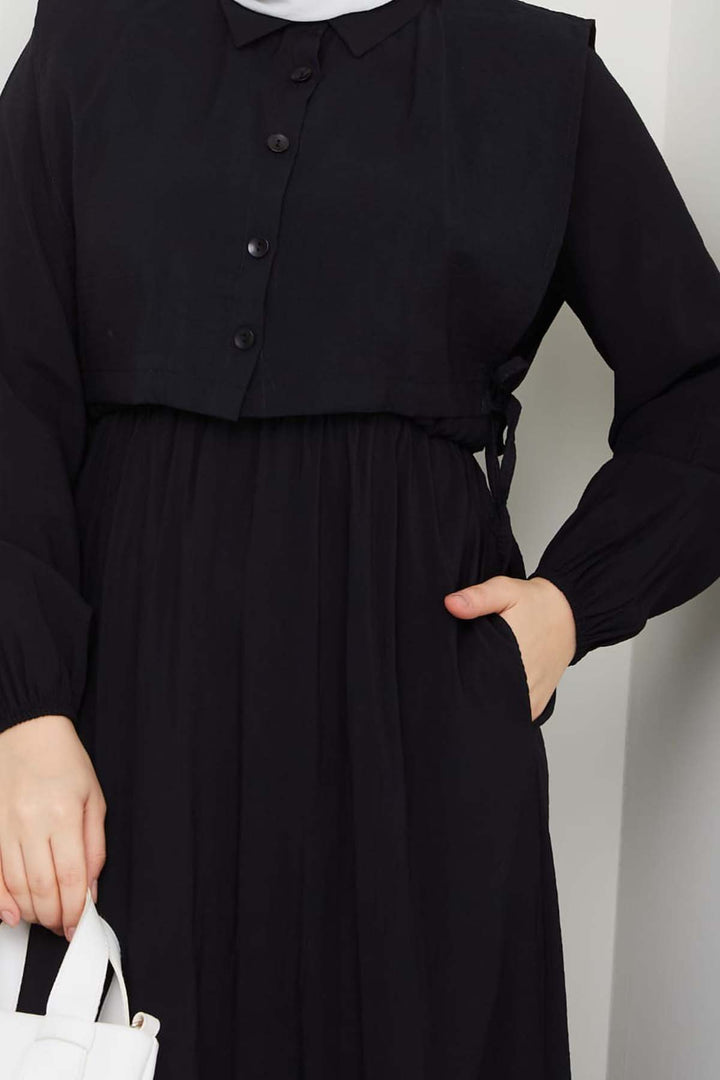 BNG Women Yelekli Elbise Siyah 4735 - Acton