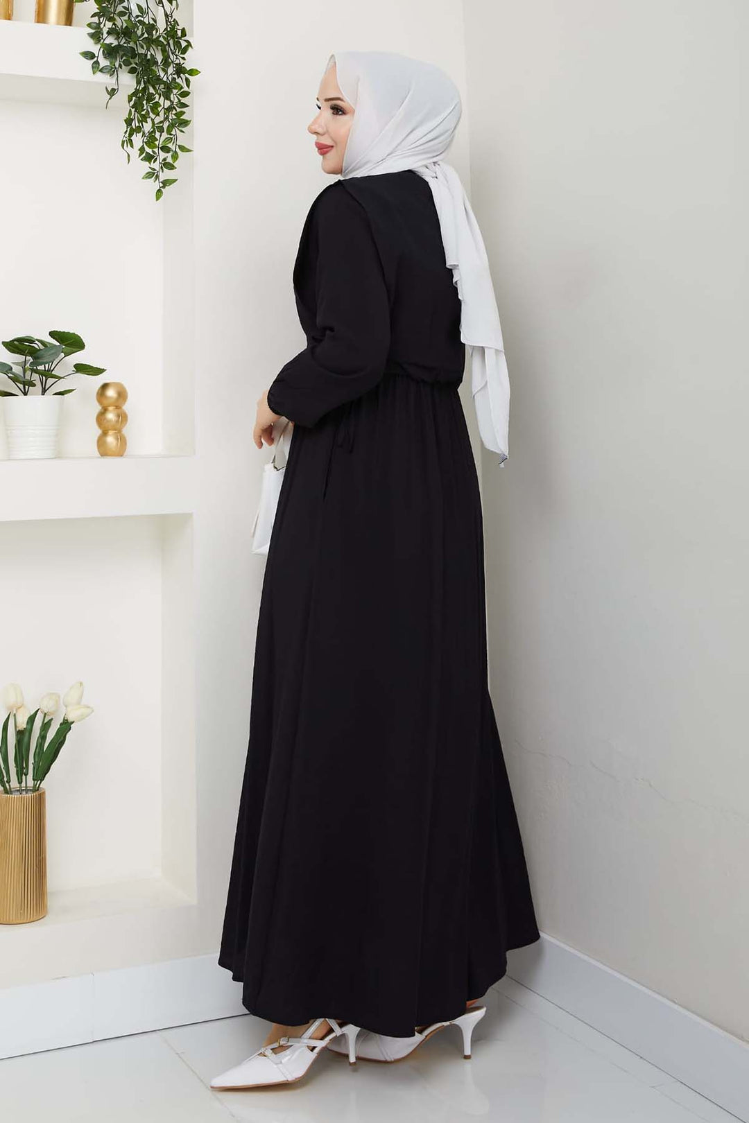 BNG Women Yelekli Elbise Siyah 4735 - Acton