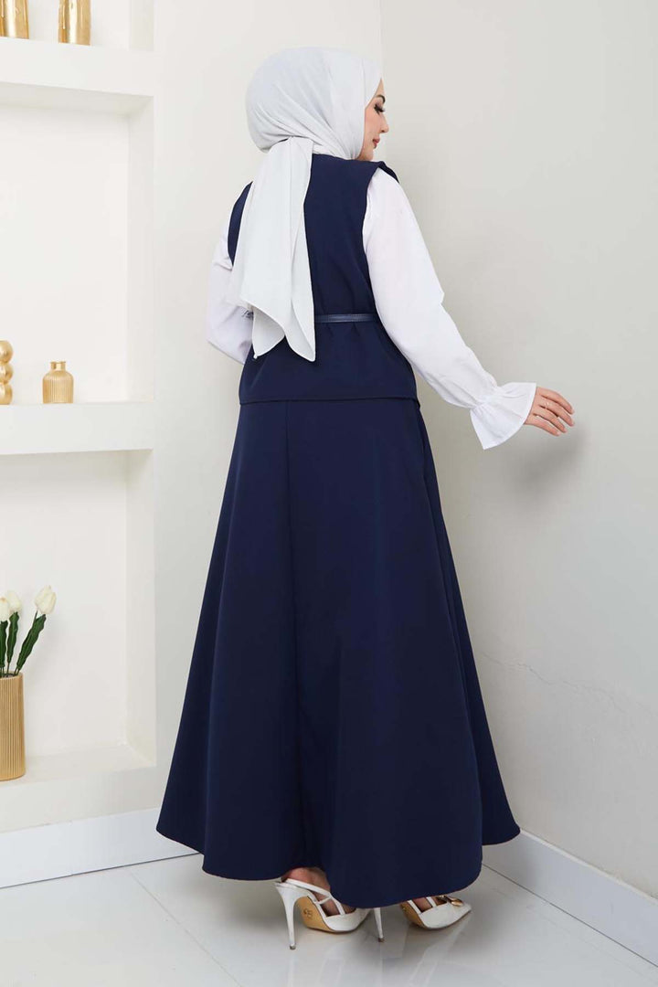 BNG Women Yelekli Etek Takım Lacivert 5704 - Winter Haven