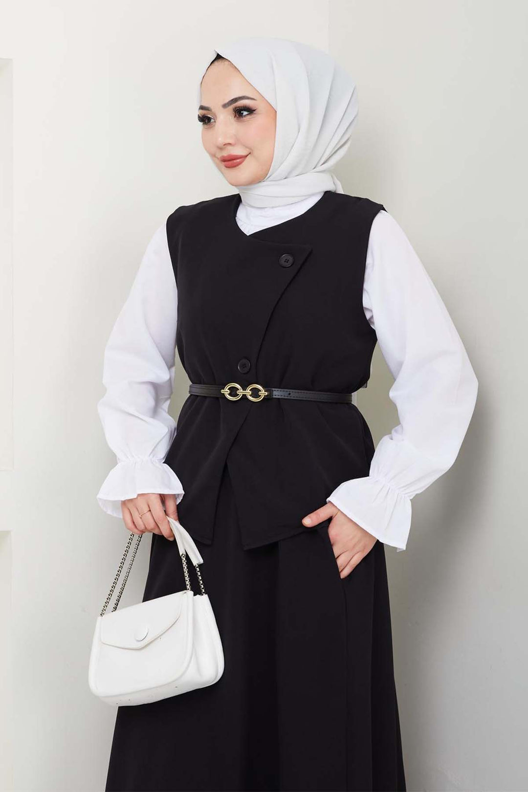 BNG Women Yelekli Etek Takım Siyah 5704 - Botoşani