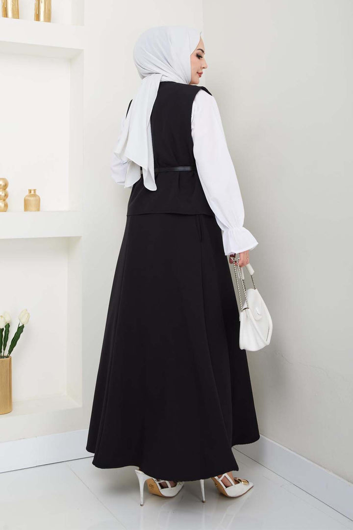 BNG Women Yelekli Etek Takım Siyah 5704 - Botoşani